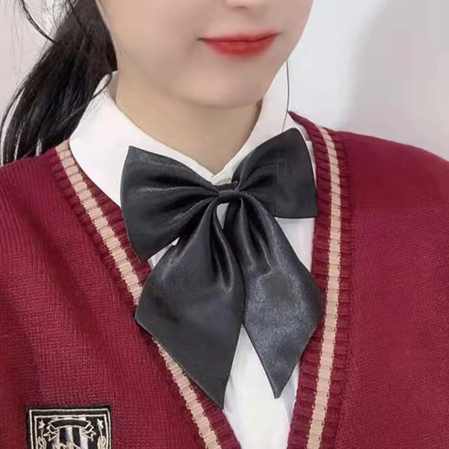 Mantieqingway Adjustable Pre-tied Bow Tie for Girls Uniform Solid Color Bowties for Women Ties