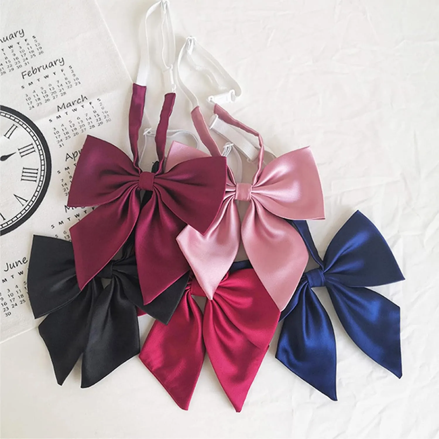 Mantieqingway Adjustable Pre-tied Bow Tie for Girls Uniform Solid Color Bowties for Women Ties