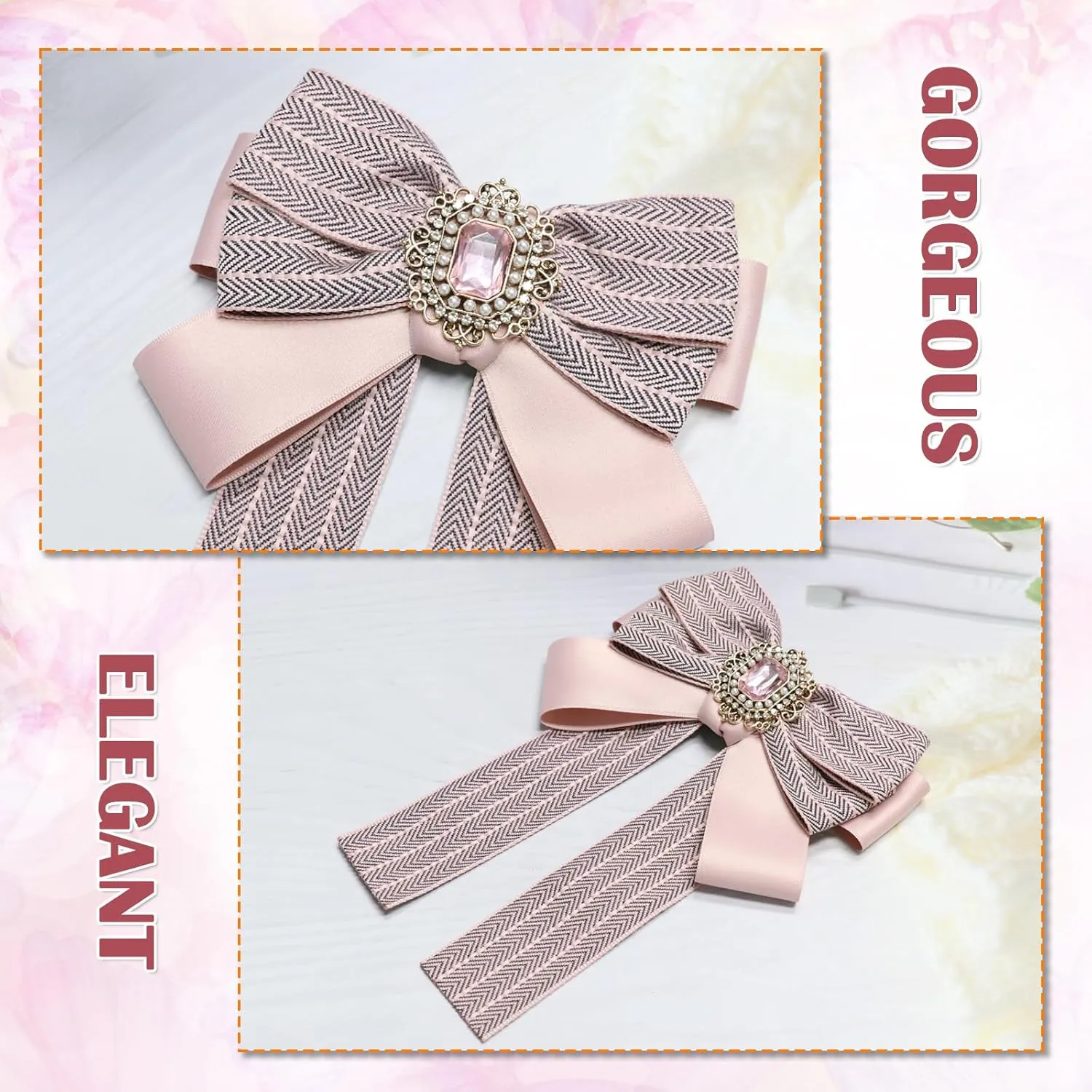 Mantieqingway Bow Ties for Women/Girls, Pre-tied Bowties with Brooches Pins Accessory for School Uniforms Wedding Party
