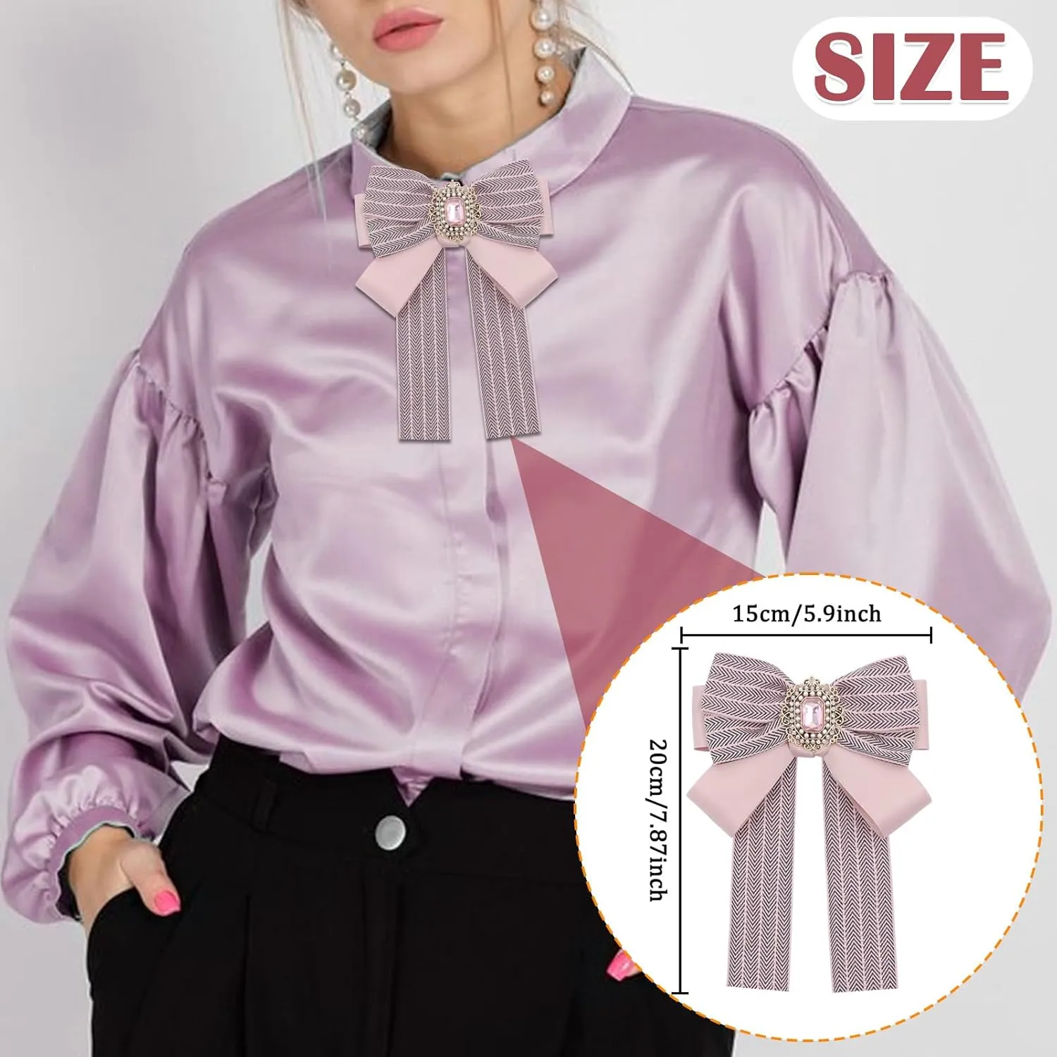 Mantieqingway Bow Ties for Women/Girls, Pre-tied Bowties with Brooches Pins Accessory for School Uniforms Wedding Party