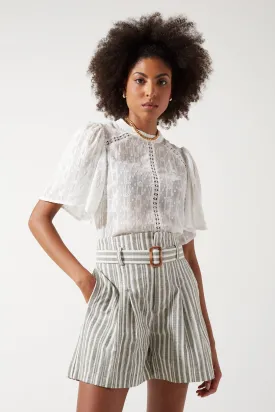 Marc Angelo Short Sleeve Plumetis Top