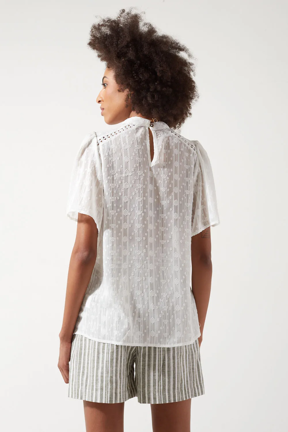 Marc Angelo Short Sleeve Plumetis Top