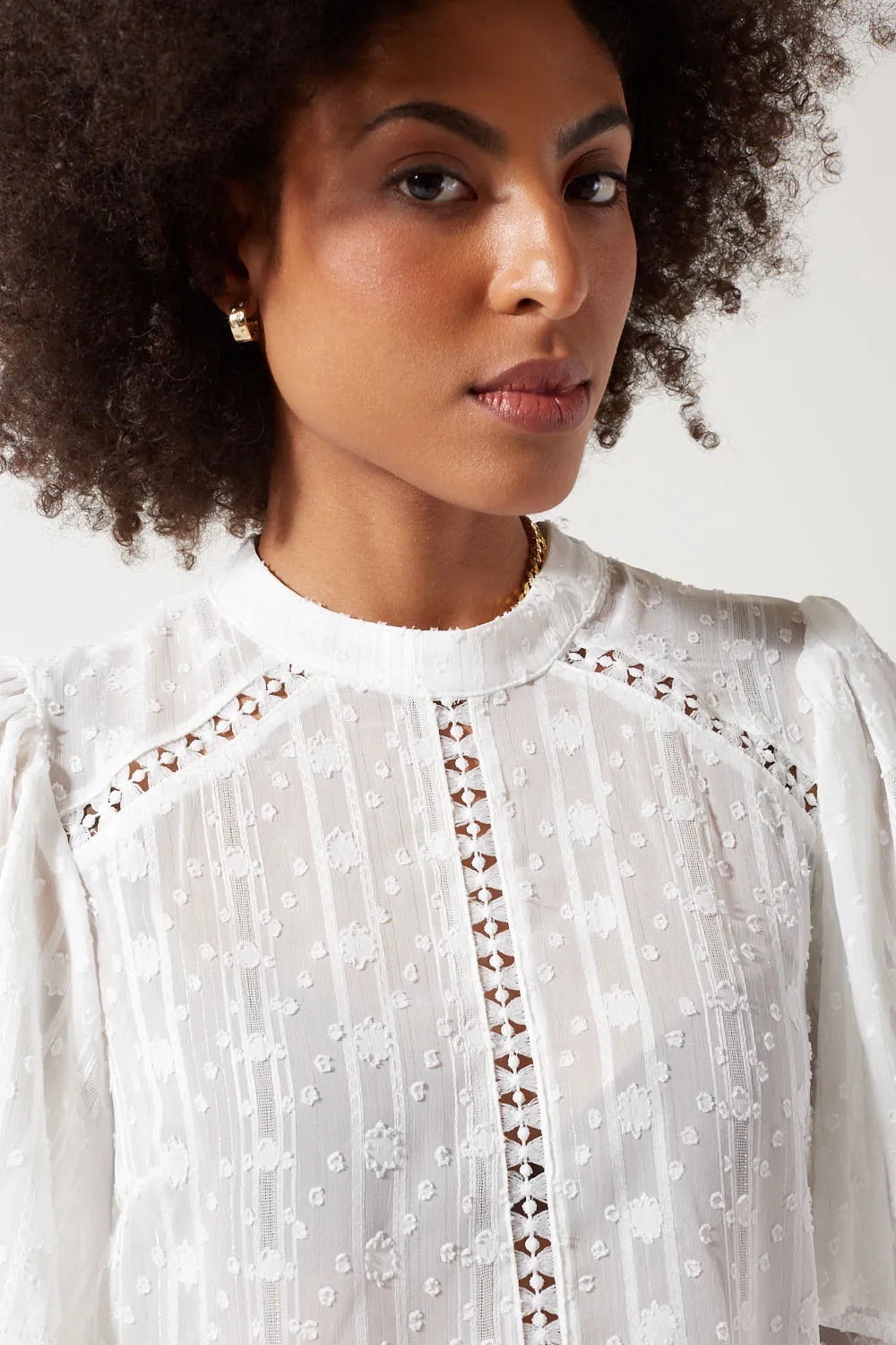 Marc Angelo Short Sleeve Plumetis Top