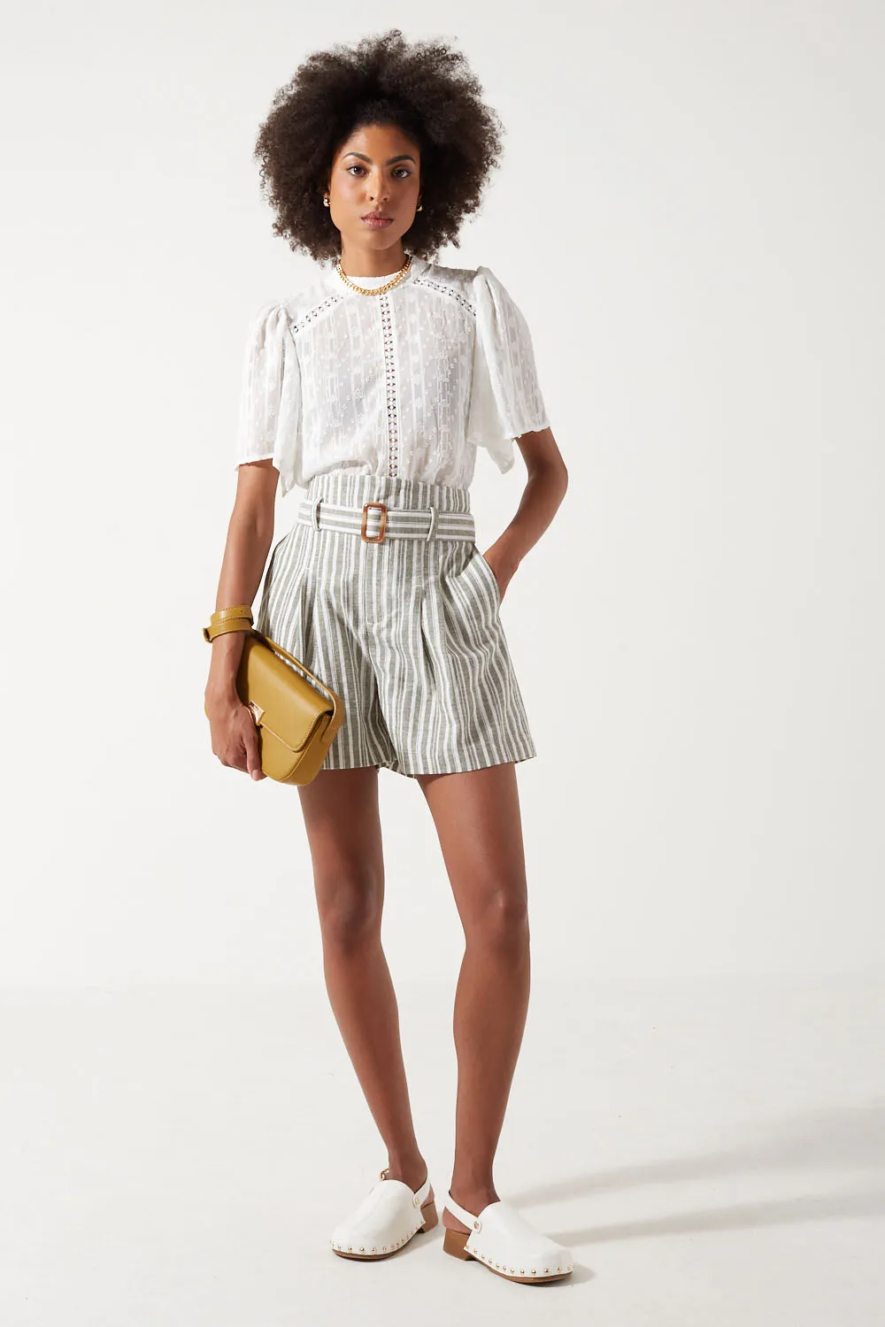 Marc Angelo Short Sleeve Plumetis Top
