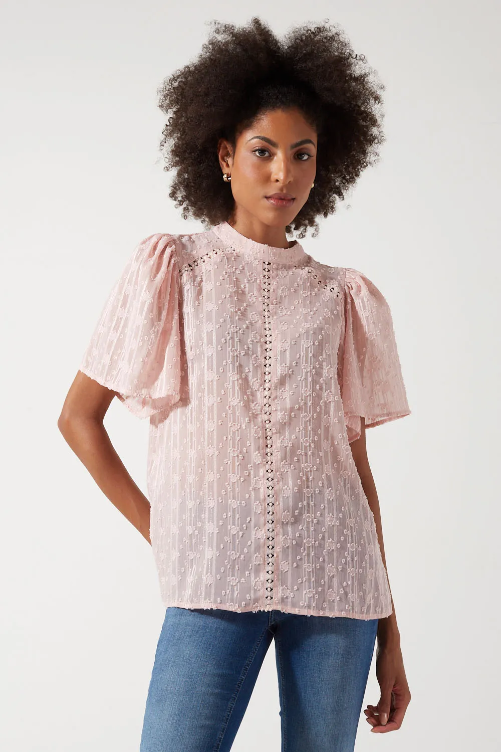 Marc Angelo Short Sleeve Plumetis Top