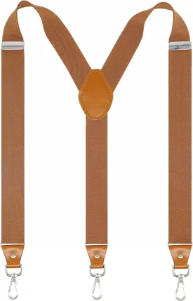 Mens Suspenders with 3 Swivel Hooks Belt Loops 1.4 Inch Wide Heavy Duty Adjustable Braces
