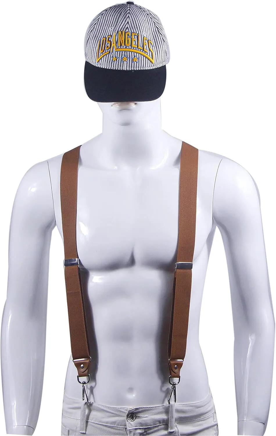 Mens Suspenders with 3 Swivel Hooks Belt Loops 1.4 Inch Wide Heavy Duty Adjustable Braces