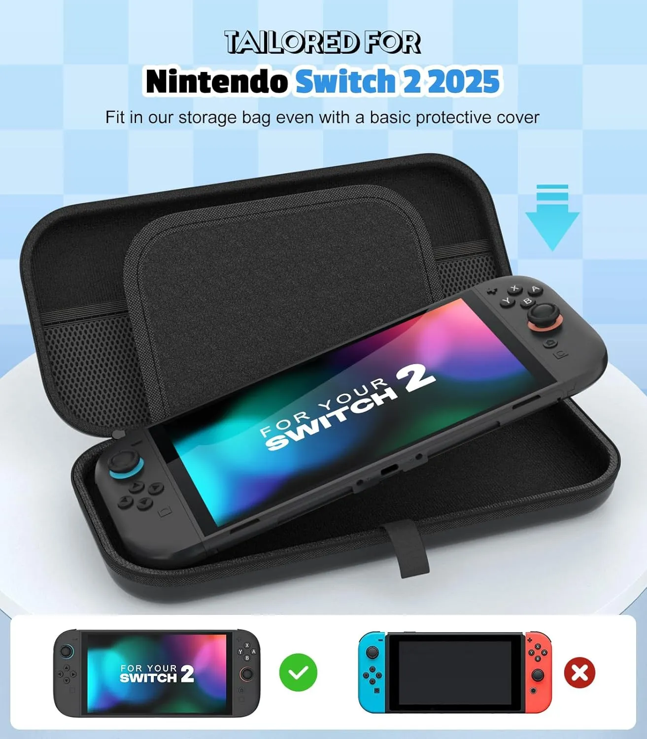 MoKo Carrying Case for Nintendo Switch 2(2025), Protective Hard Shell Portable Travel Carry Case Pouch holds 10 Cartridges with Pockets for Switch 2 Accessories and Games, Black