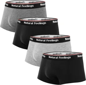 Natural Feelings Mens Underwear Boxer Briefs Pouch Trunks Underwear for Men 1.5" No Fly Boxer Trunks 4-Pack