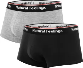 Natural Feelings Mens Underwear Boxer Briefs Pouch Trunks Underwear for Men 1.5" No Fly Boxer Trunks 4-Pack