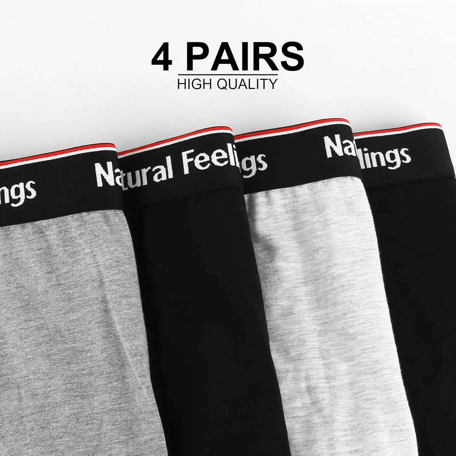 Natural Feelings Mens Underwear Boxer Briefs Pouch Trunks Underwear for Men 1.5" No Fly Boxer Trunks 4-Pack