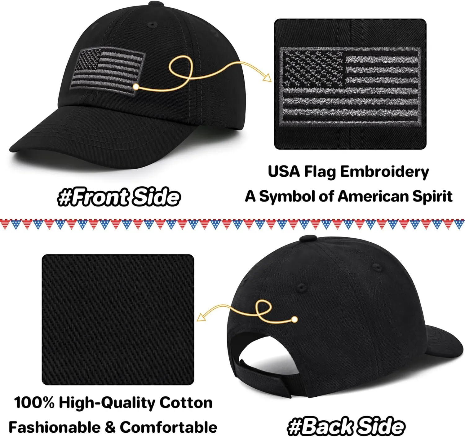 qikqik Toddler Baseball Hat Baby Baseball Cap Infant Hats Baby Ball Cap Kids 4th of July Hats Toddler American Flag Hat USA
