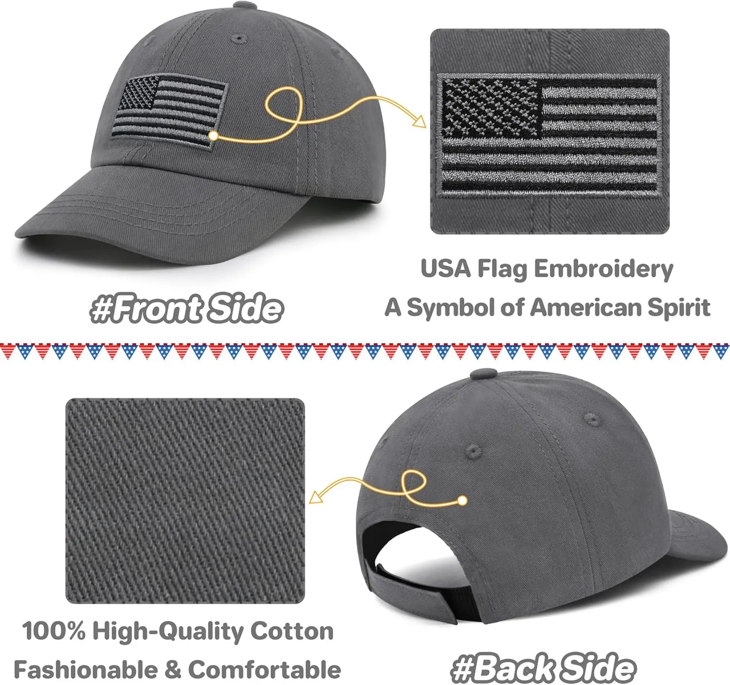 qikqik Toddler Baseball Hat Baby Baseball Cap Infant Hats Baby Ball Cap Kids 4th of July Hats Toddler American Flag Hat USA