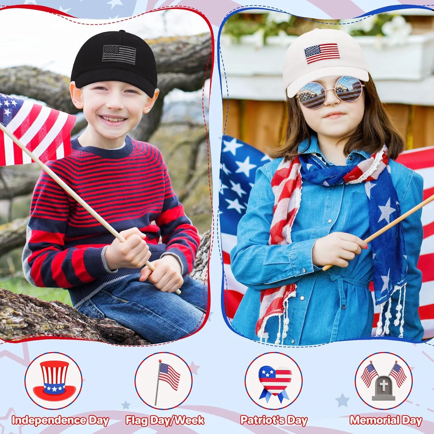 qikqik Toddler Baseball Hat Baby Baseball Cap Infant Hats Baby Ball Cap Kids 4th of July Hats Toddler American Flag Hat USA