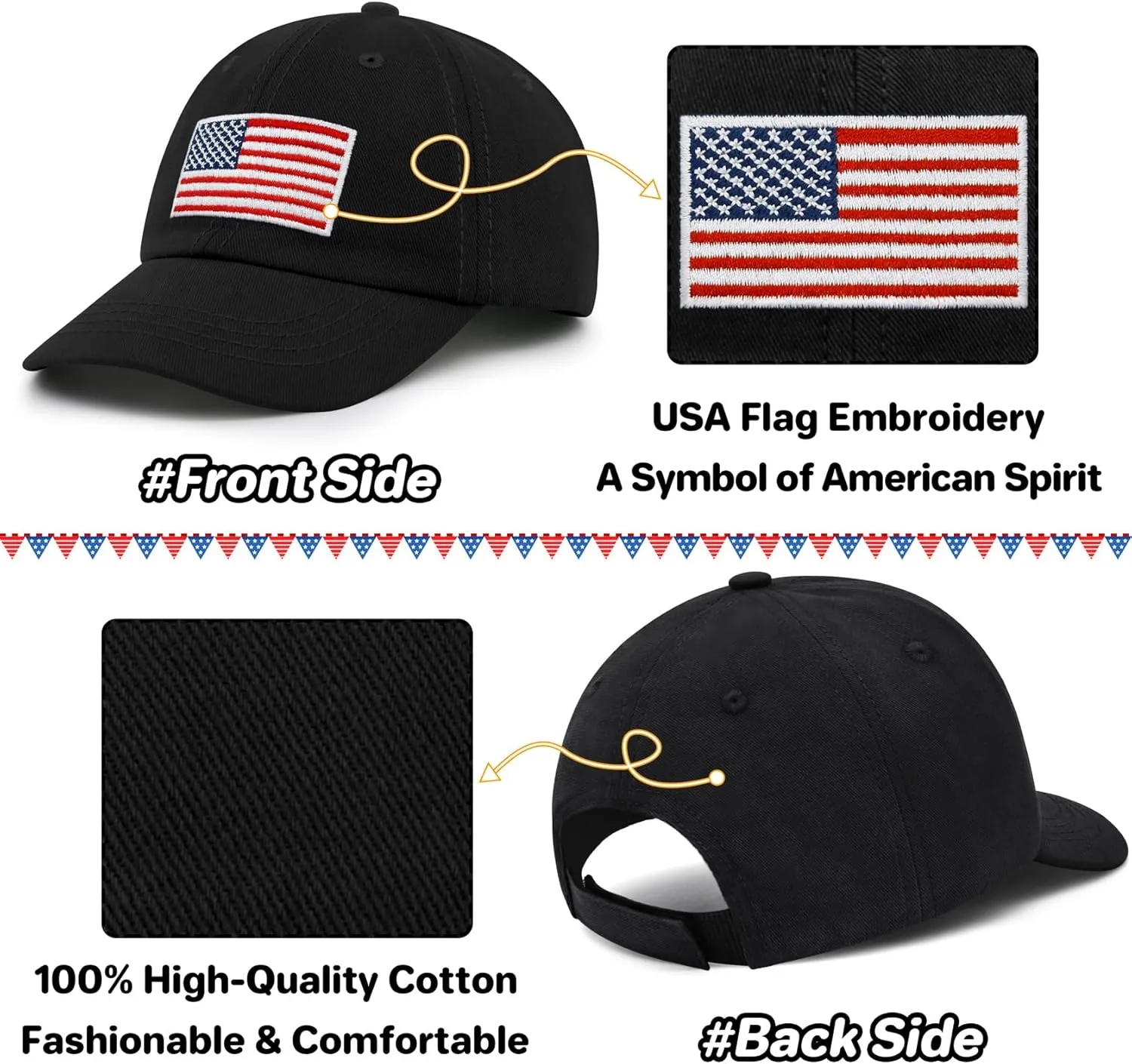 qikqik Toddler Baseball Hat Baby Baseball Cap Infant Hats Baby Ball Cap Kids 4th of July Hats Toddler American Flag Hat USA