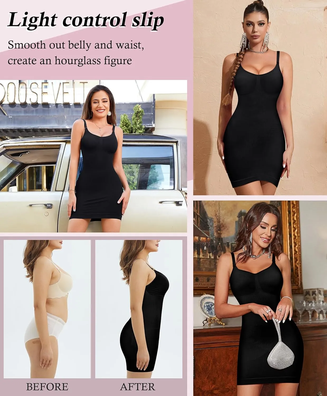 RDSIANE Body Shaper For Women Under Dress One Piece Full Slip Tummy Control Shapewear Dress With Adjustable Spaghetti Strap