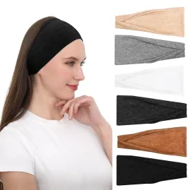 RITOPER Headbands for Women Non Slip, Wide Workout Headband Cotton Black White Head Bands Hair Bands for Women's Hair, Thick Headbands for Yoga, Running, Spa Day, Party, Travel, Fashion