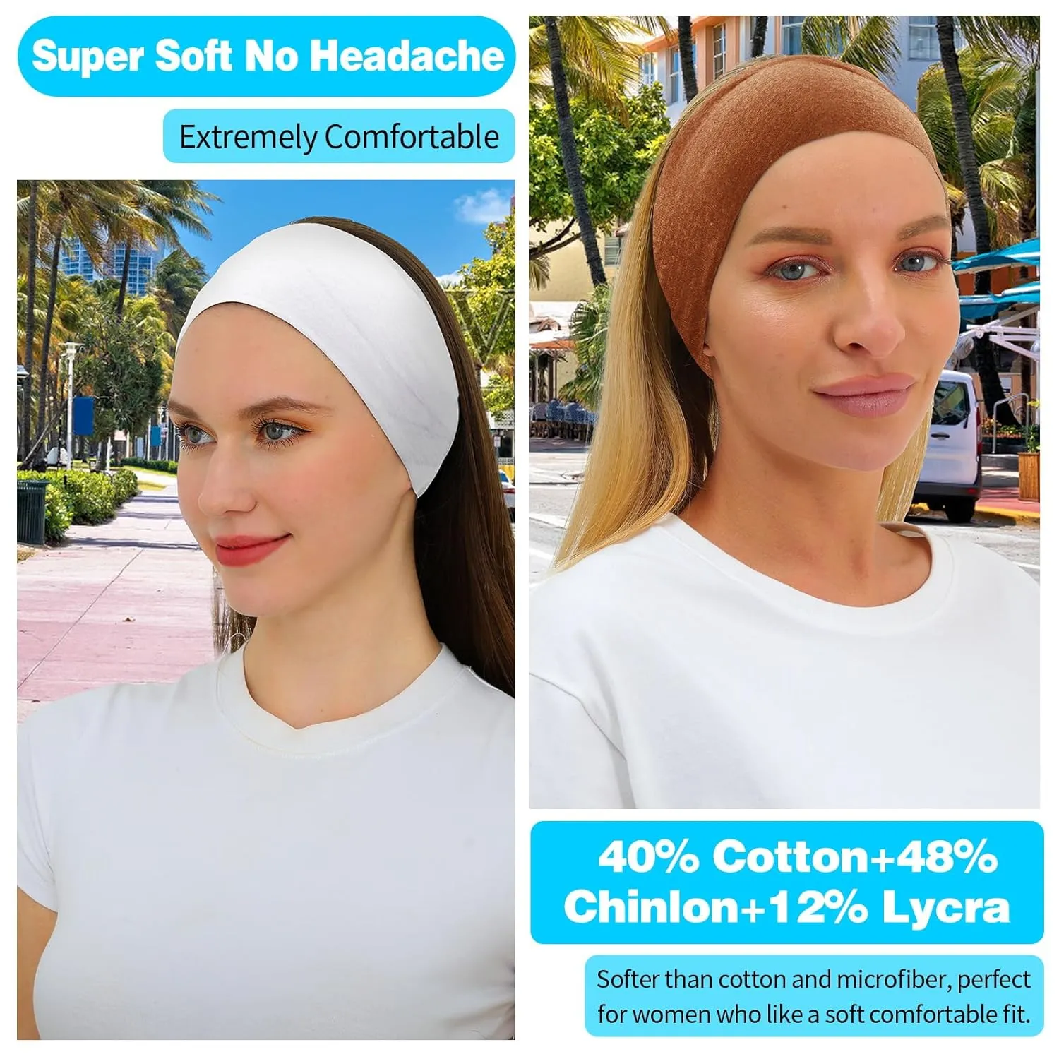 RITOPER Headbands for Women Non Slip, Wide Workout Headband Cotton Black White Head Bands Hair Bands for Women's Hair, Thick Headbands for Yoga, Running, Spa Day, Party, Travel, Fashion