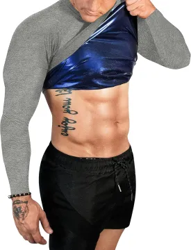 Sauna Shirt for Men Sweat Suit Compression T-Shirt Weight Loss Body Shaper Shirts for Workout Sports