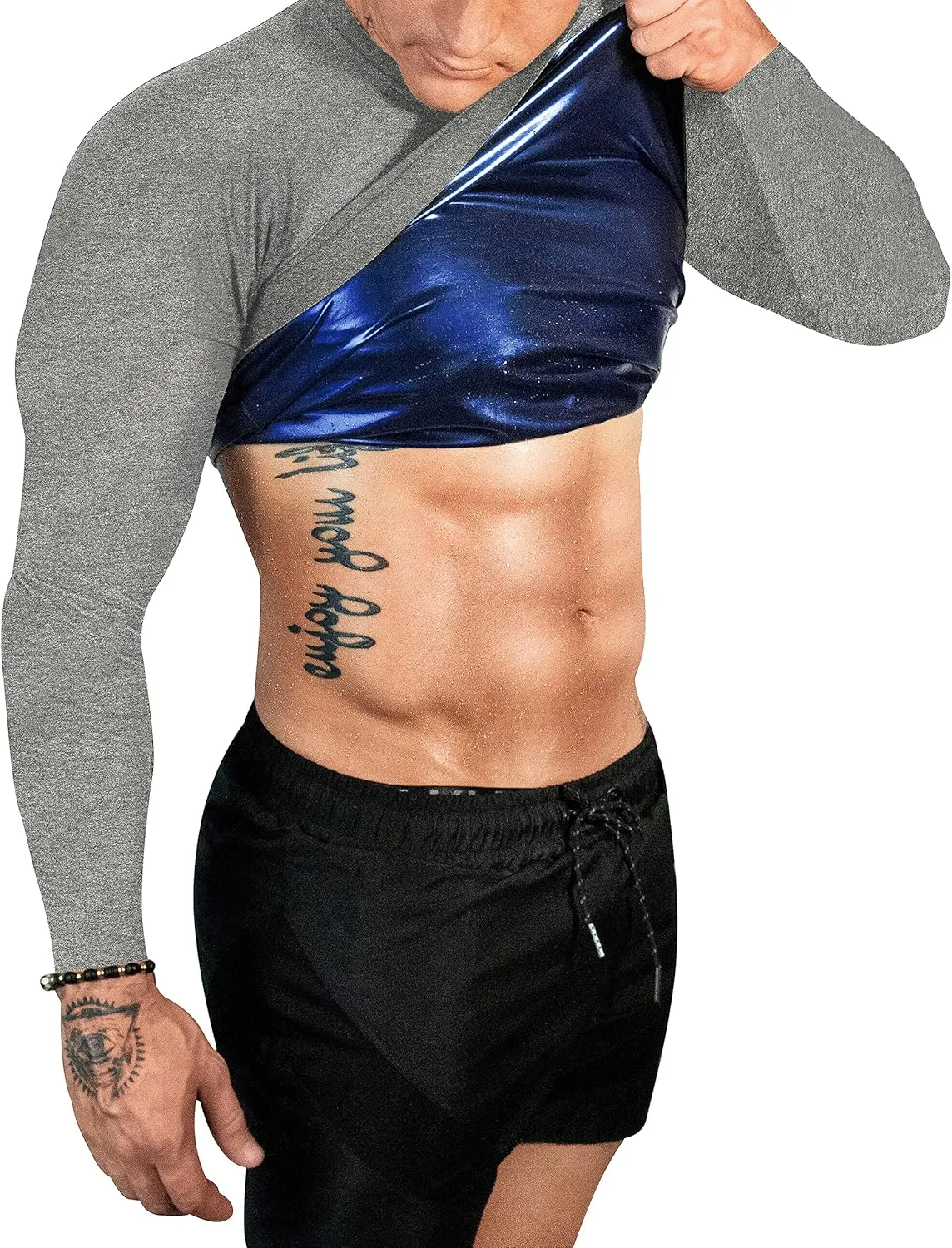 Sauna Shirt for Men Sweat Suit Compression T-Shirt Weight Loss Body Shaper Shirts for Workout Sports
