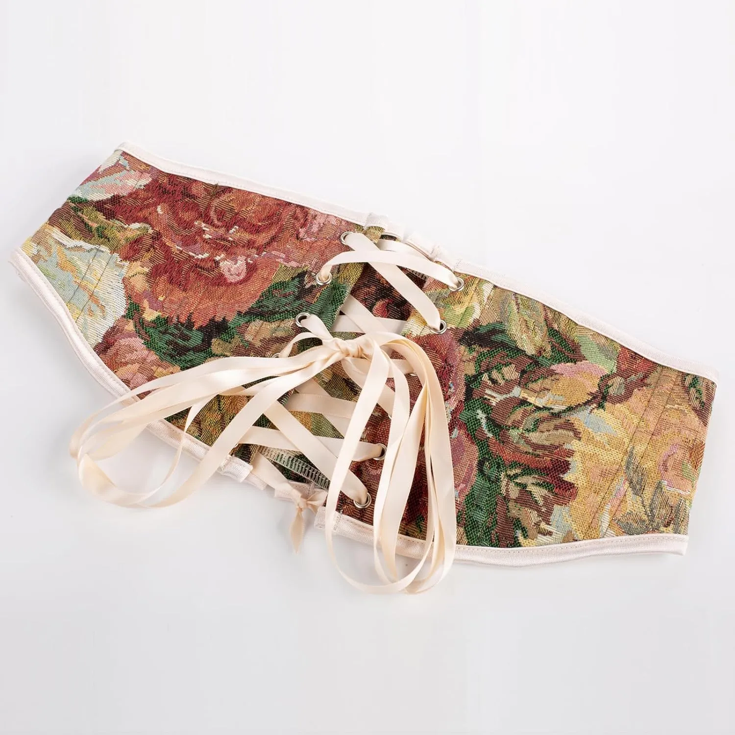 Scarlet Darkness Renaissance Corset Belt for Women Lace Up Floral Wide Waist Belt for Dresses