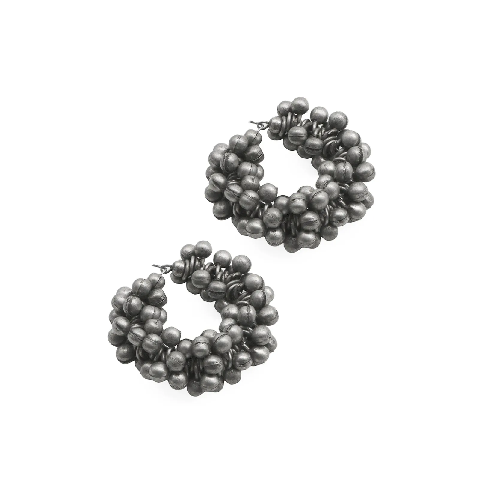 Teejh Ananya Ghungroo Silver Oxidised Hoop Earrings