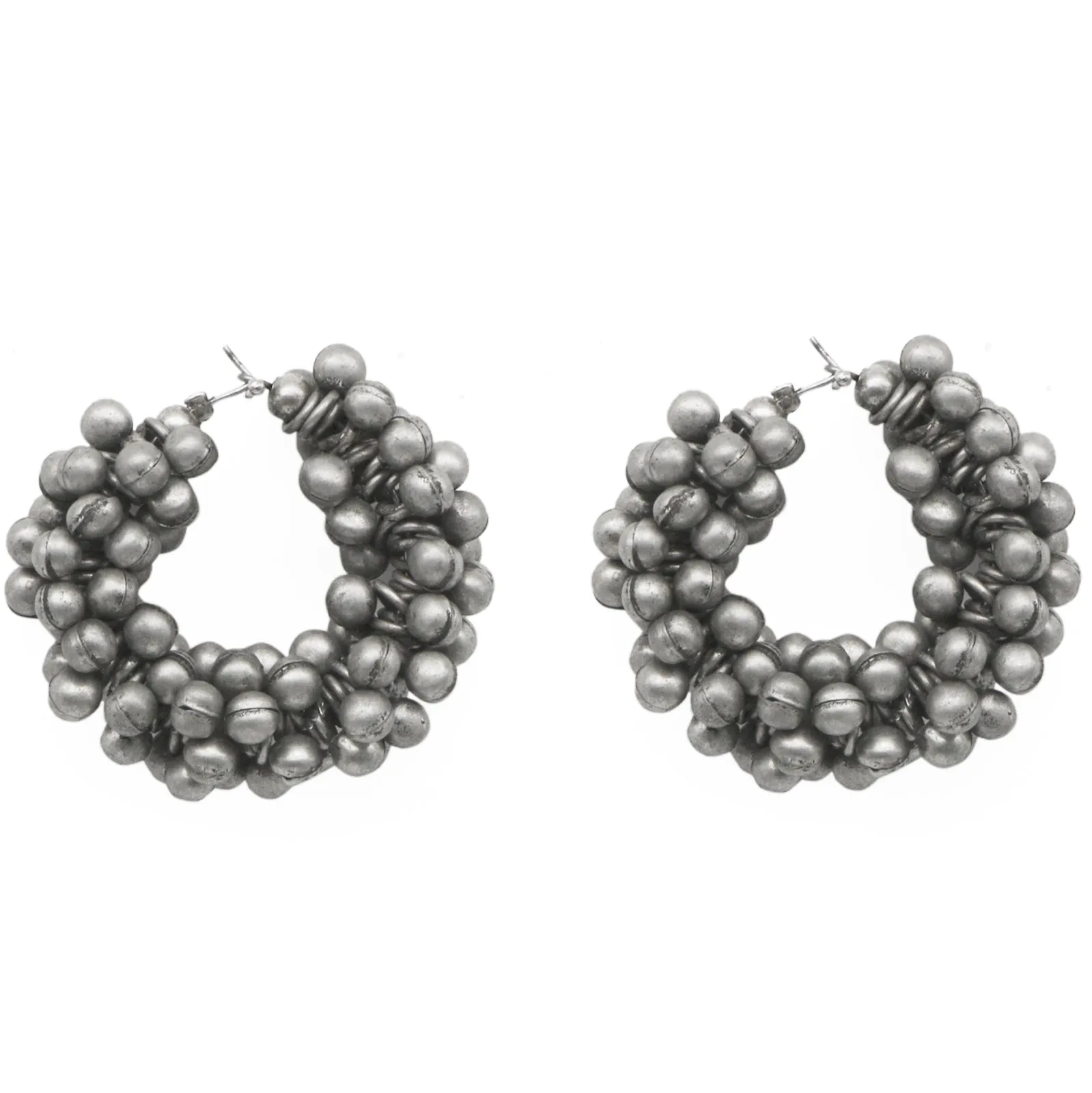 Teejh Ananya Ghungroo Silver Oxidised Hoop Earrings