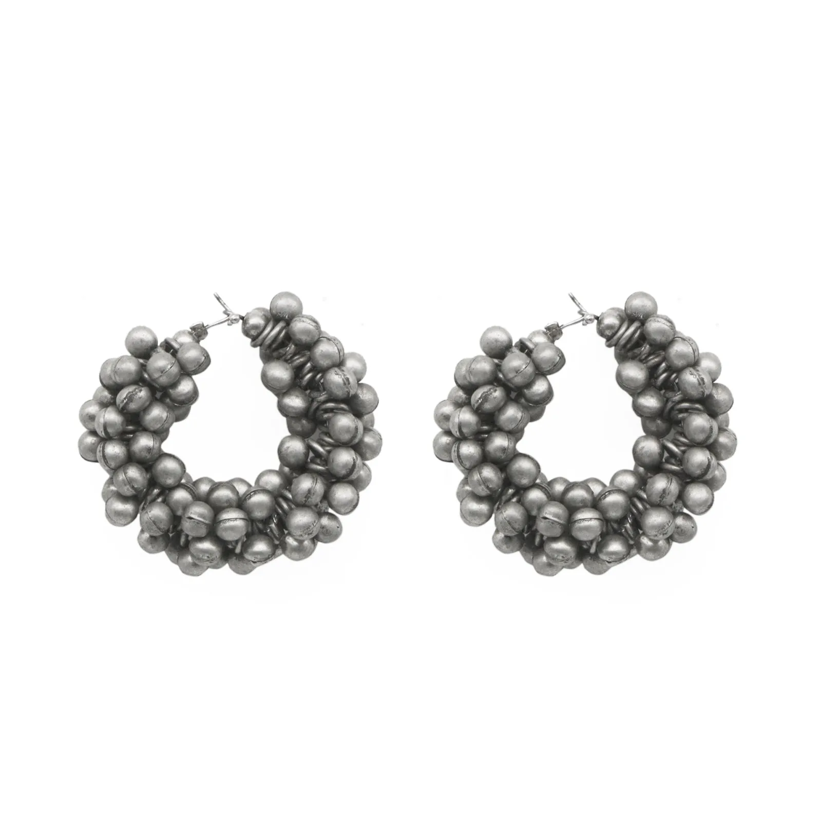 Teejh Ananya Ghungroo Silver Oxidised Hoop Earrings