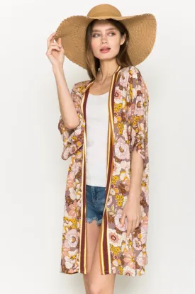 That 70s Retro Revival Floral Print Kimono Cardigan