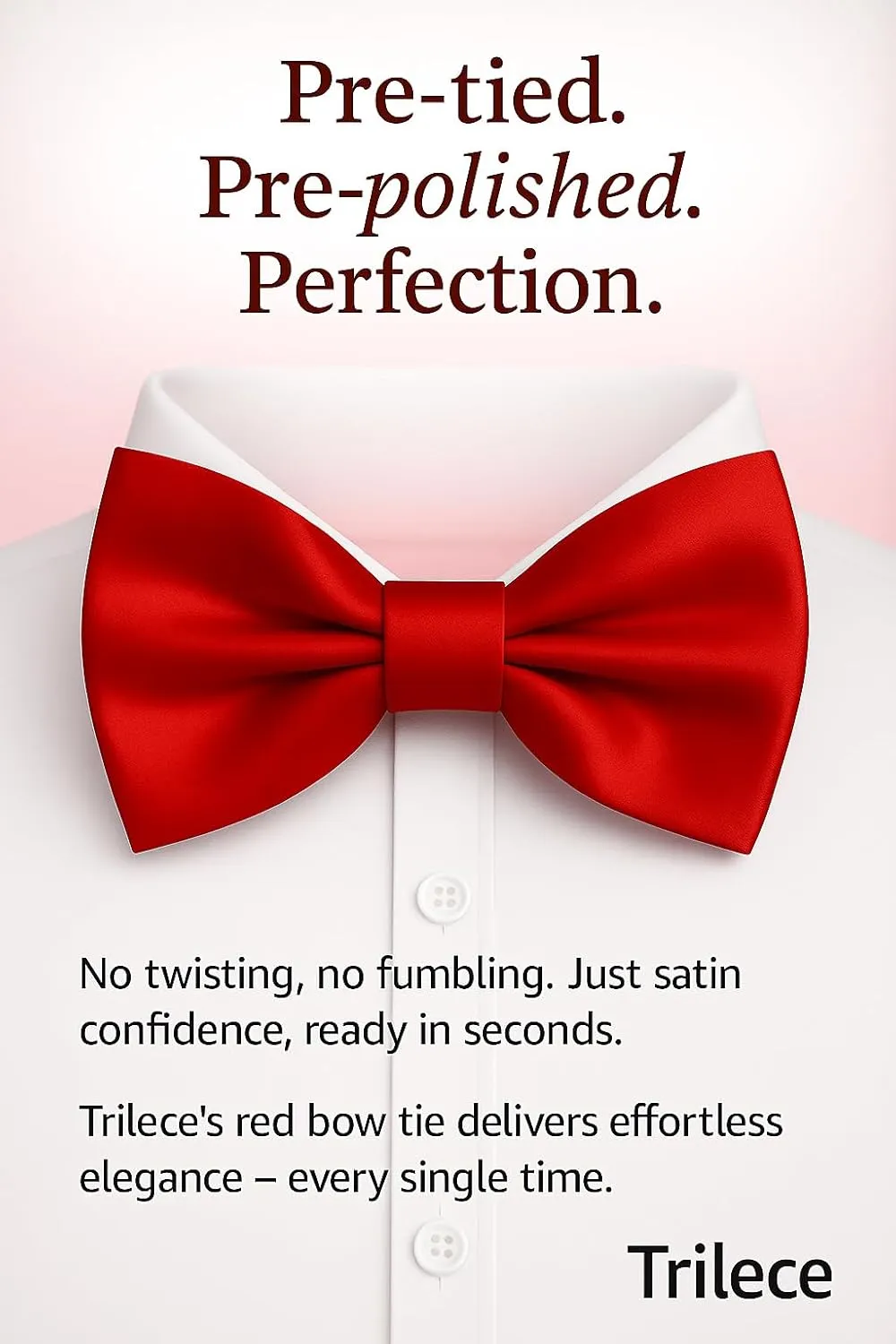 trilece Bow Ties for Men - Men's Solid Pretied Bowties for Formal Wear - Adjustable Bow Tie - Bow ties for Woman