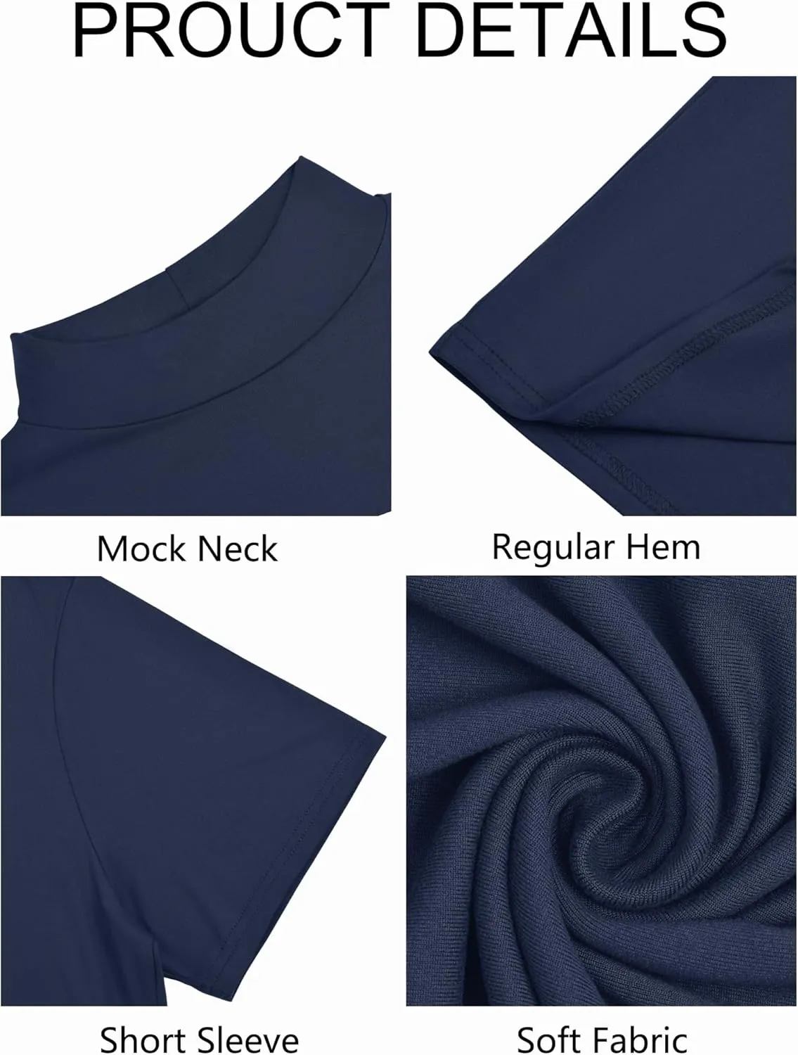 Vssjavun Men's Mock Turtleneck T Shirt Short Sleeve Soft Casual Pullover Top Slim fit Solid Basic Undershirts