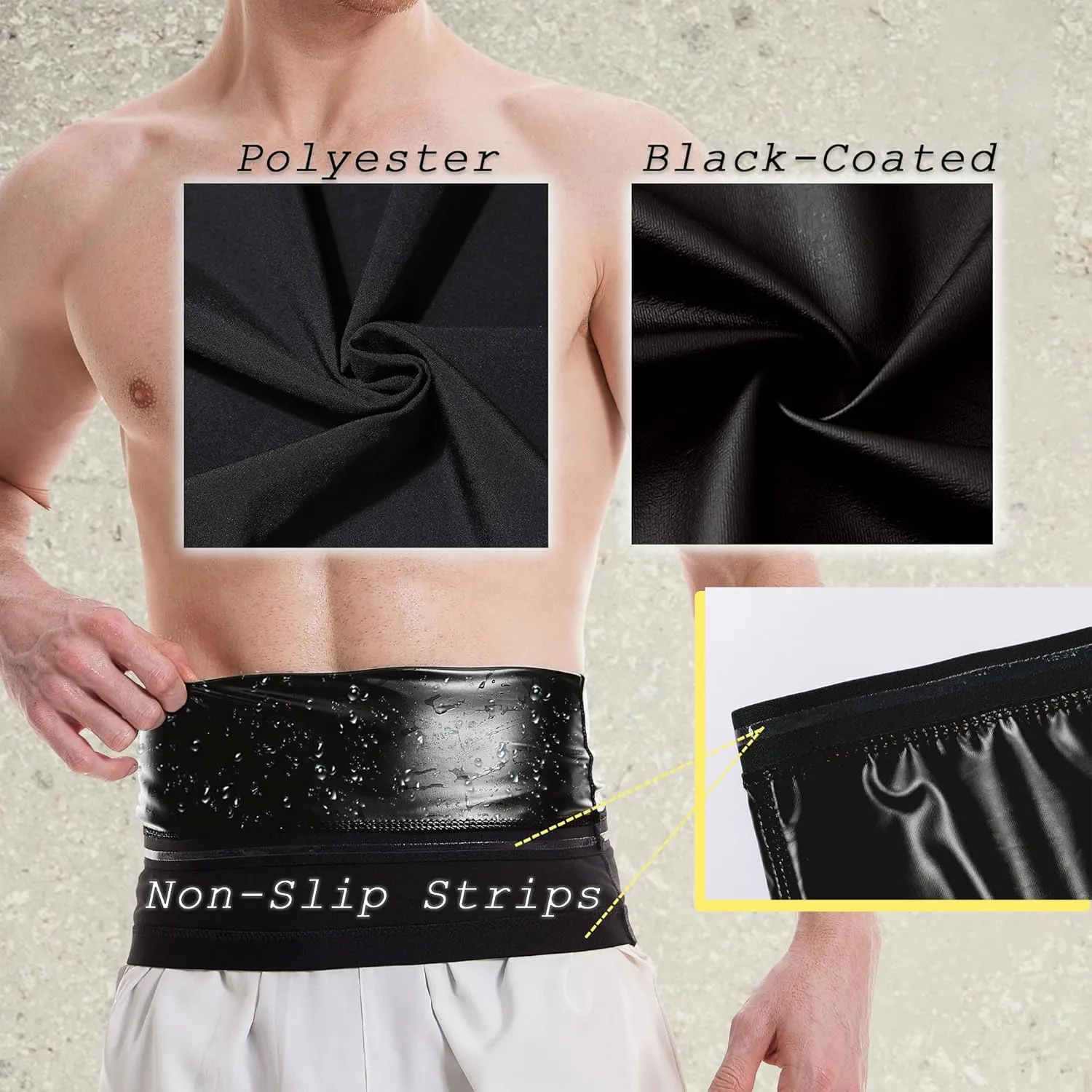 Waist Trainer for Men, Sauna Sweat Waist Trimmer for Men, Workout Sauna Slimming Belt Exercise Gym Gear
