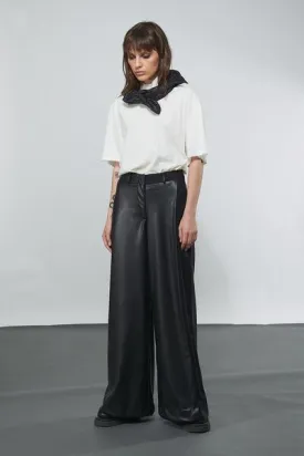 WIDE-LEG LEATHER TROUSERS