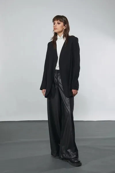 WIDE-LEG LEATHER TROUSERS