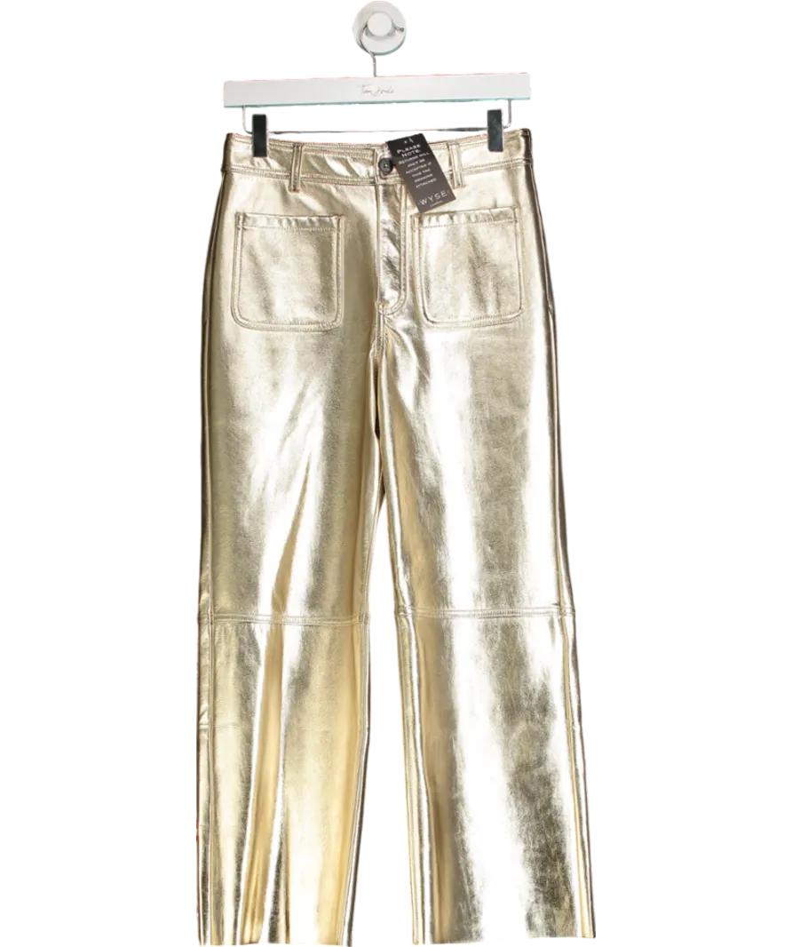 WYSE LONDON Metallic Jules Faux Leather Trousers - Gold Sz1 UK 8