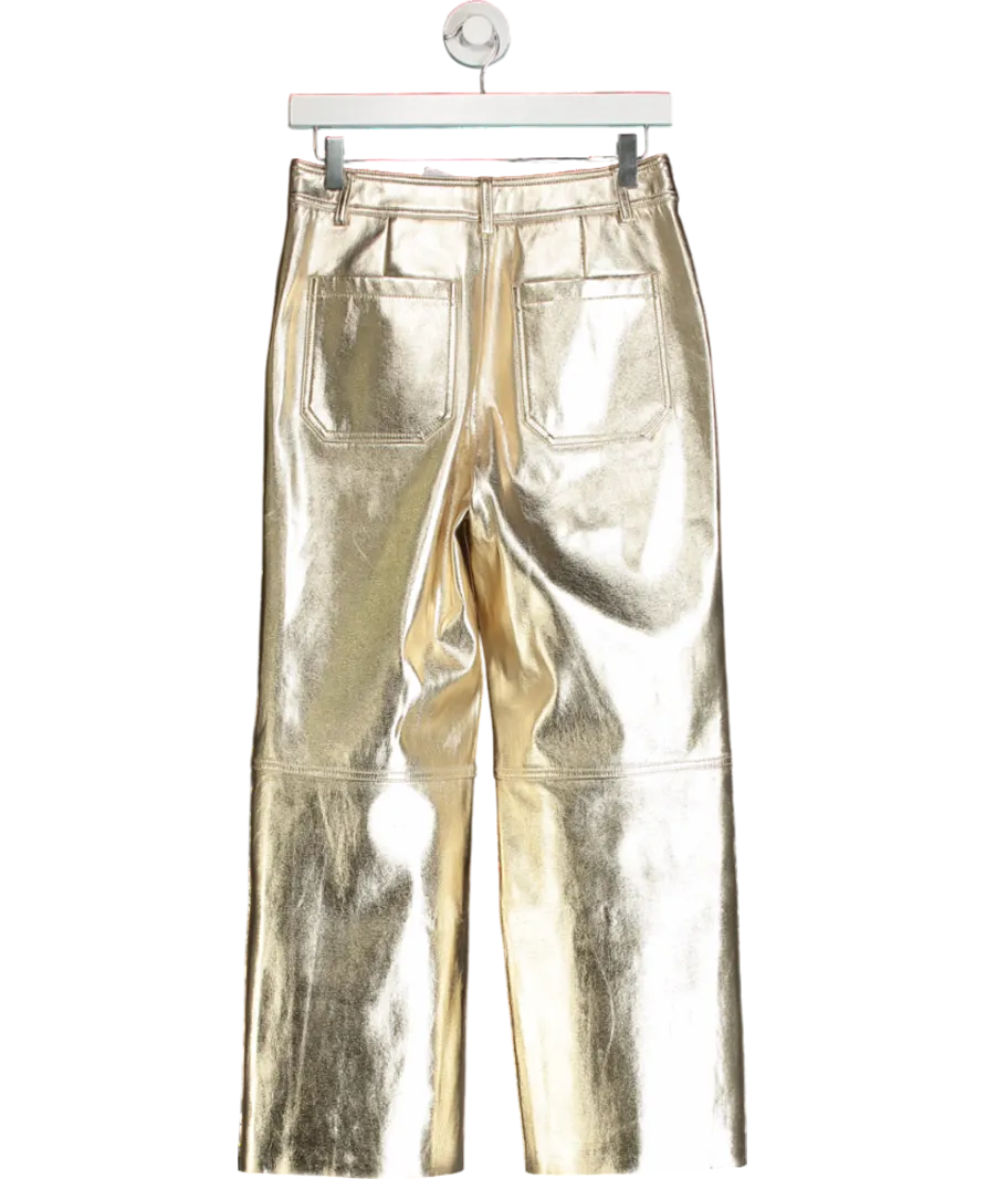WYSE LONDON Metallic Jules Faux Leather Trousers - Gold Sz1 UK 8