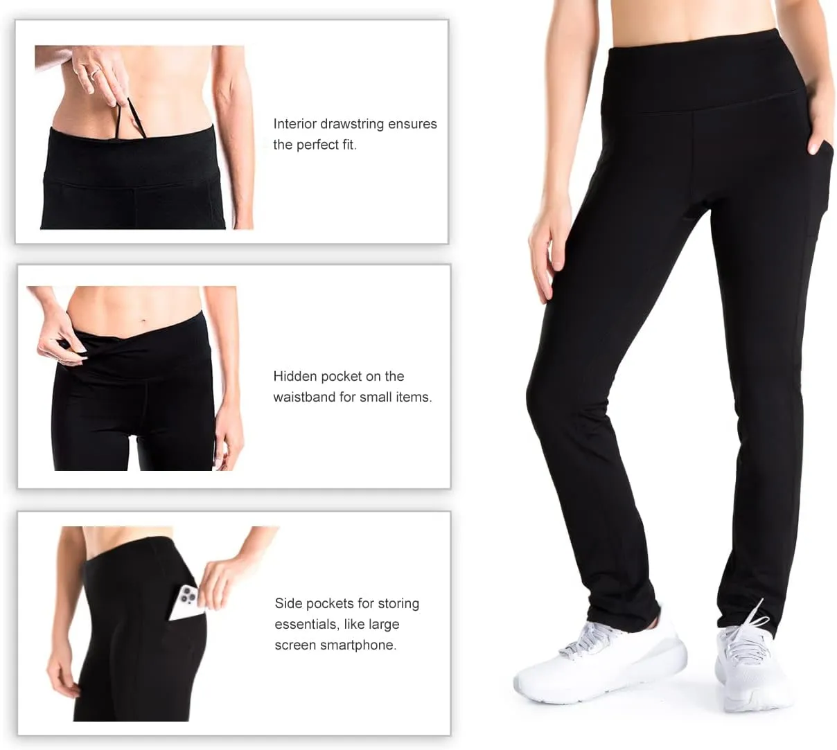 Yogipace 27"/29"/31"/33"/35"/37" Women's Fleece Lined Thermal Pants Yoga Straight Leg Winter Trousers