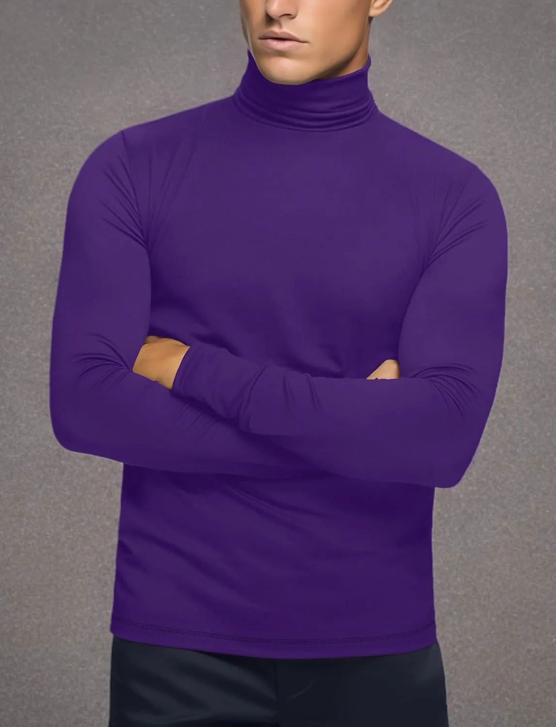 Zengjo Mens Turtleneck Long Sleeve Shirts Thermal Baselayer Tops Soft